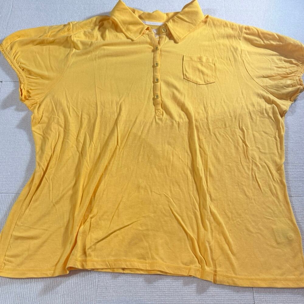 Faded Glory Woman Polo Shirt Yellow 100% Cotton Short Sleeve Size 3X 22W 24W